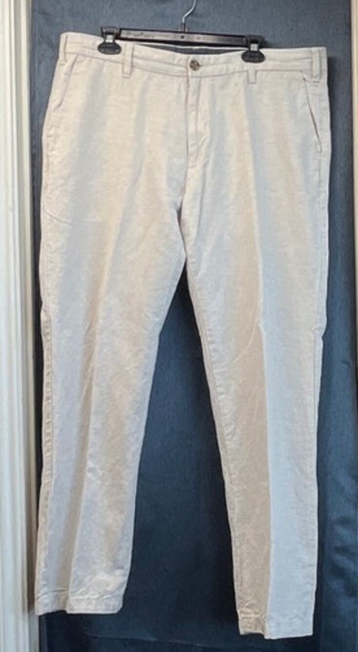 Nautica Mens Cream Neural Linen/Cotton Classic fit Preppy Business casual Pants